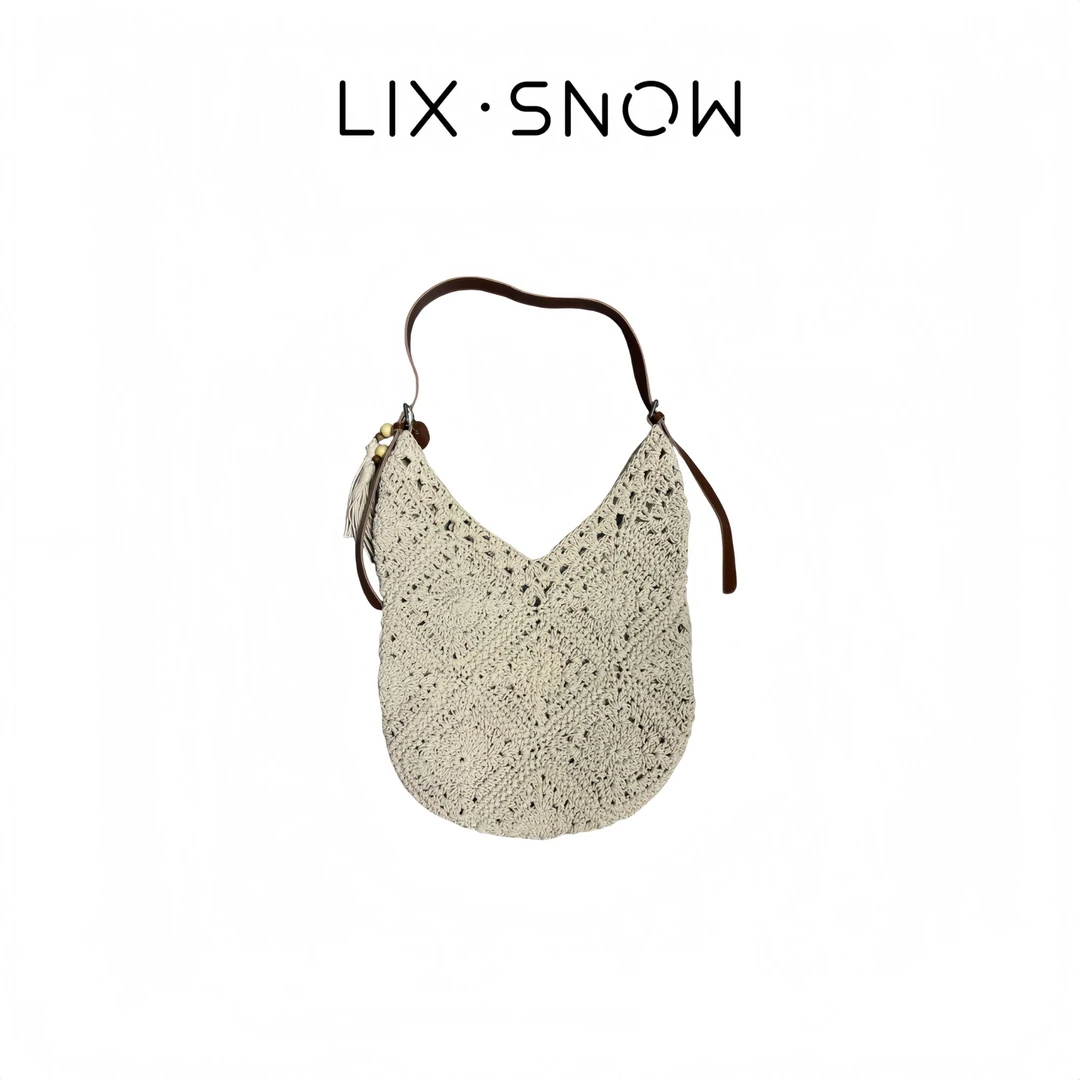 LIX.SNOW-手工编织饭盒文艺度假风极简单肩miu系女士夏季包