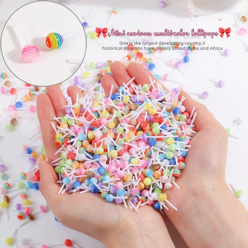 仿真棒棒糖混色diy手工食玩古卡配件美甲饰品