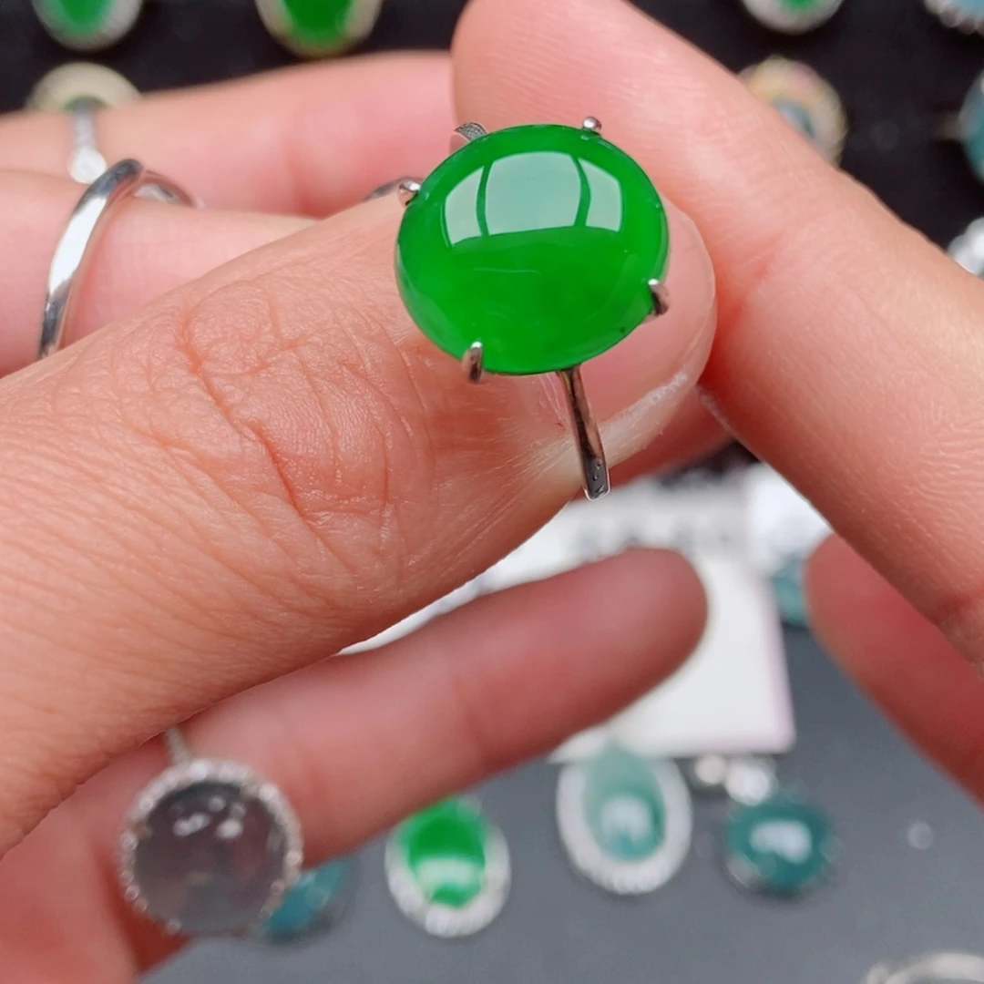 翡翠戒指银S925镶嵌8545586