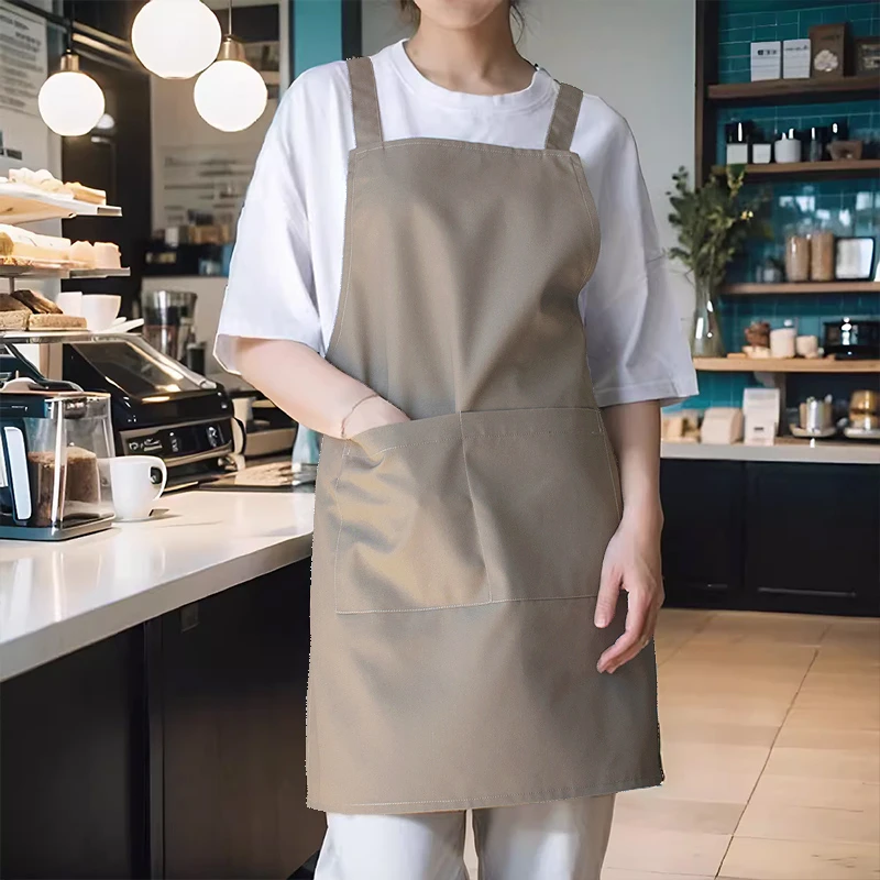 新款帆布围裙工作餐饮上班家用厨房耐磨咖啡茶男士女美甲定制工厂