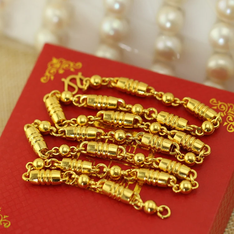 合金合成锆石项链 C13卡6m橄榄珠锆石男女通用镀金不掉色时尚个性