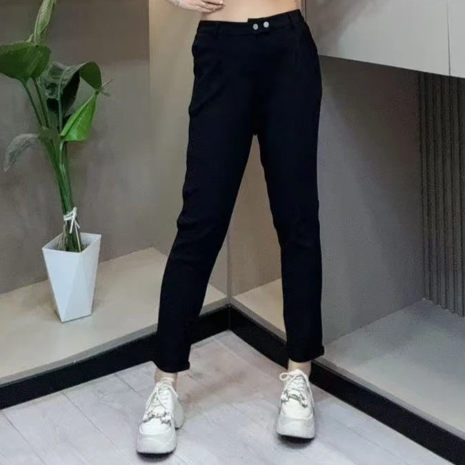 春季潮流西服裤-丫 5558时尚洋气大码百搭纽扣款胖MM大码女装新款