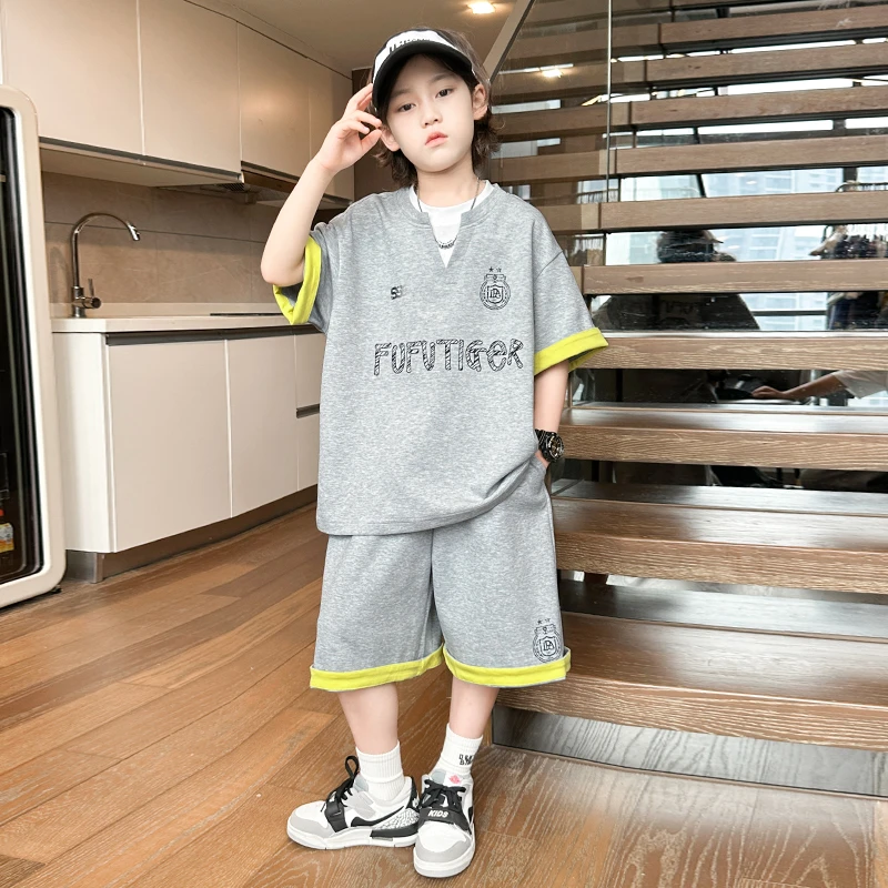 男童夏款短袖套装2025新款夏季儿童休闲两件套【奇斯熊】B5263