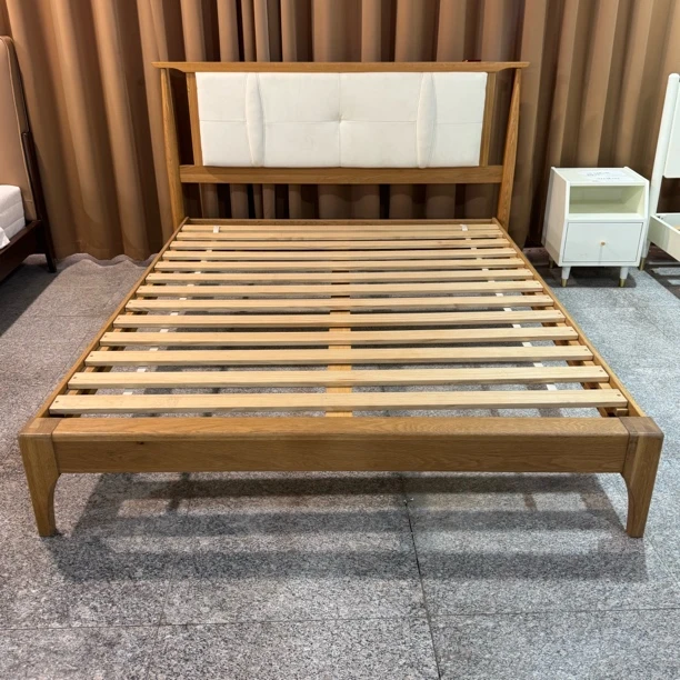 清货白橡木实木床简约软包床