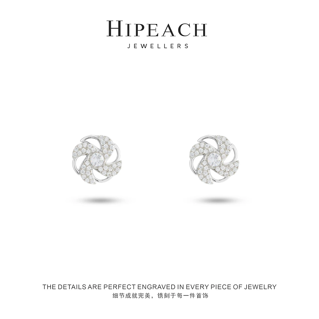 铜合金耳饰 镀K金 爆闪风车耳钉HTSDM177预