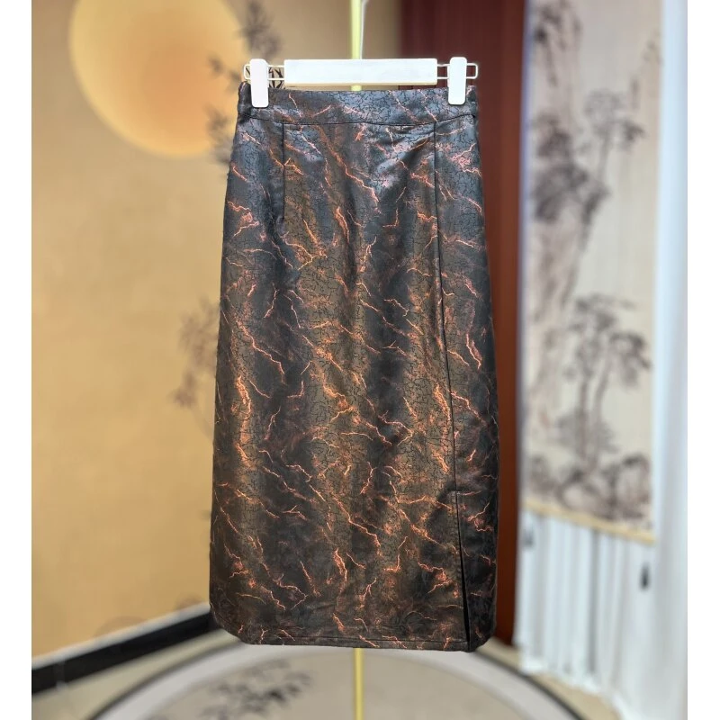 723新中式扎染定制油皮老料浮光重磅爆款高级显瘦时髦洋气半身裙