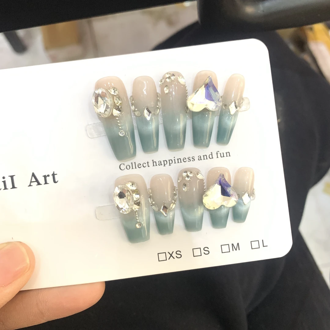 蓝黛 手工猫眼美甲立体浮雕光疗穿戴高级设计猫眼豹纹