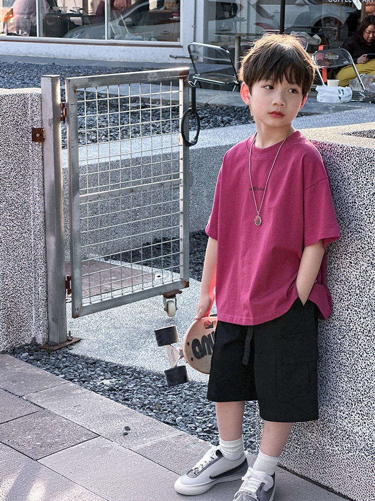 男童夏装儿童短袖t恤中大童纯棉宽松休闲上衣2025夏季新款童装潮t