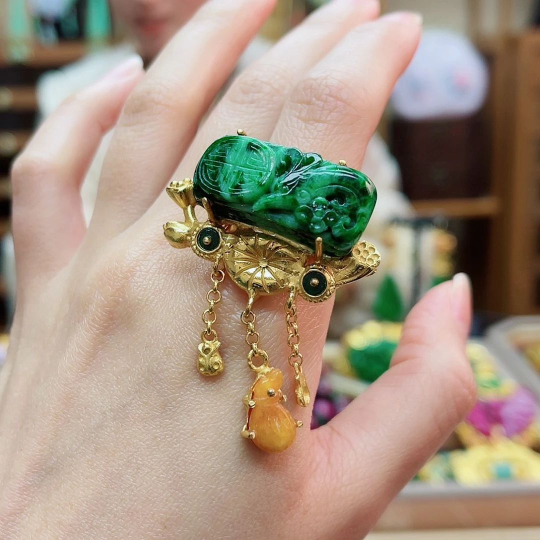 银S925镶嵌戒指翡翠48小时鉴赏期1