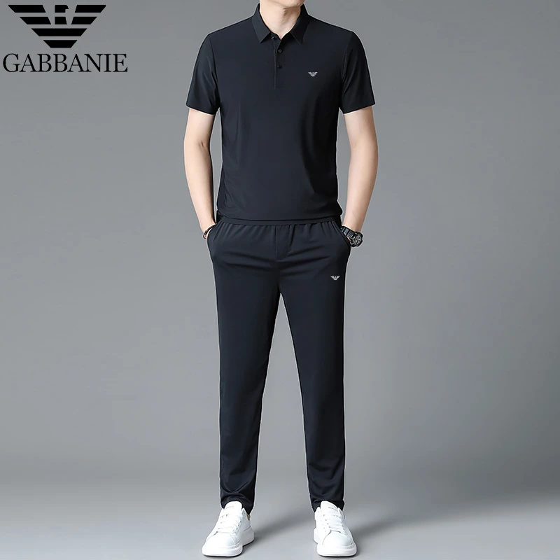 专柜正品男士套装冰丝短袖T恤夏季运动休闲薄款速干宽松两件套