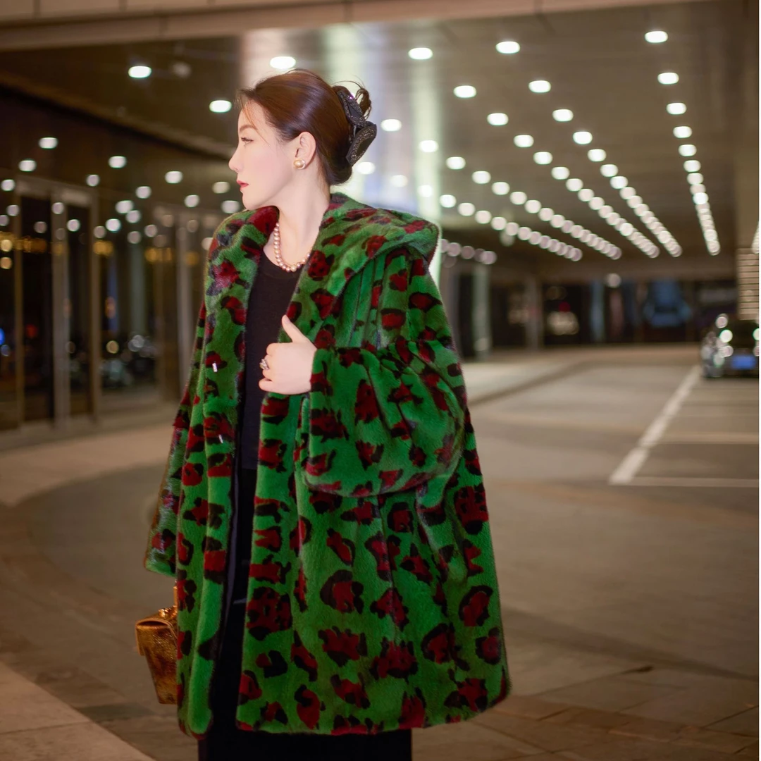 新款紫金短二水貂皮草外套新款连帽中长款进口皮草女整貂2987