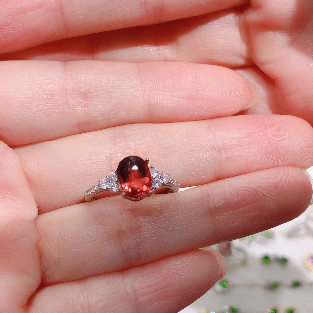 碧玺戒指银S925镶嵌