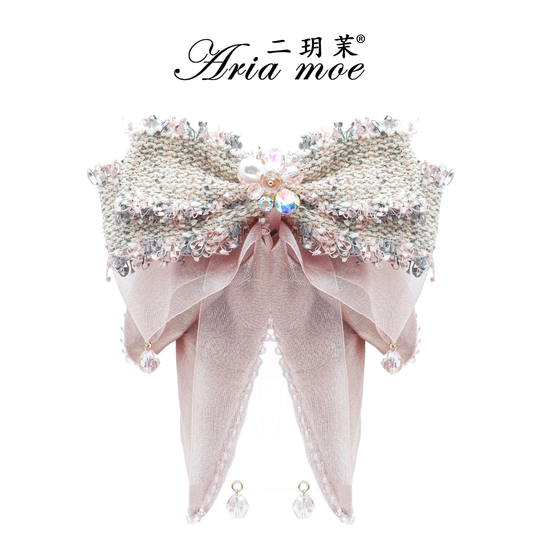 二玥茉【粉色戛纳】仙女必备小香风金丝水晶马尾夹氛围感蝴蝶结抓夹