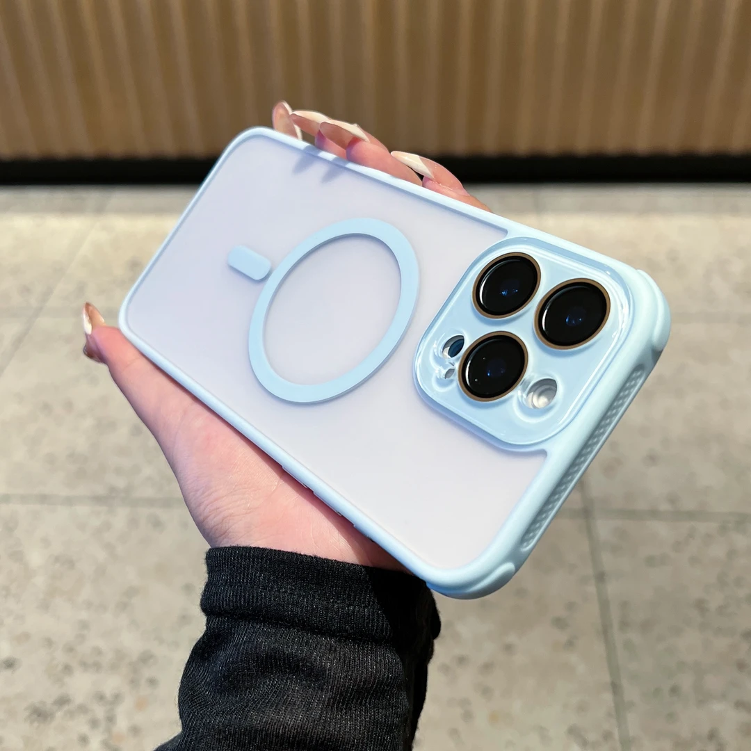 适用苹果16promax高级感轻奢15带磁吸水晶镜头膜14防摔散热手机壳