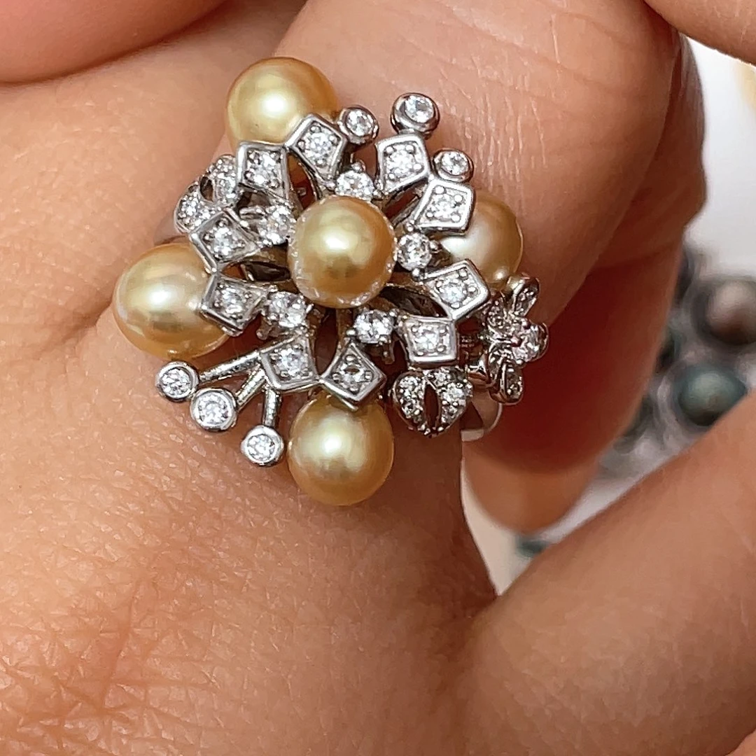 银S925镶嵌海水珍珠戒圈