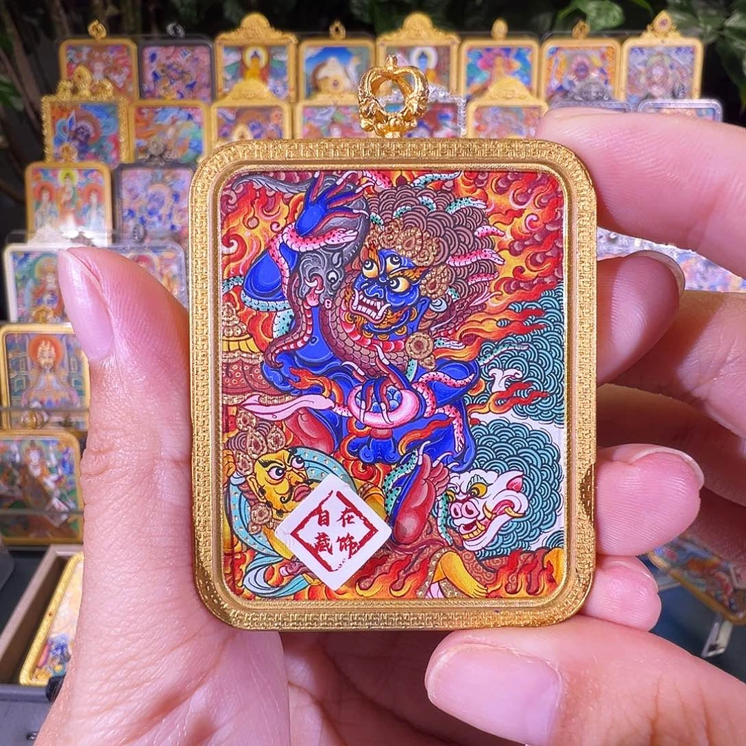 吊坠黑财热贡纯手绘唐卡