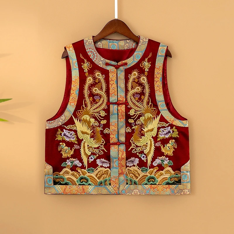 【鸾凤】2025春季新款国风马甲新中式宽松圆领重工绣花女装马夹外套