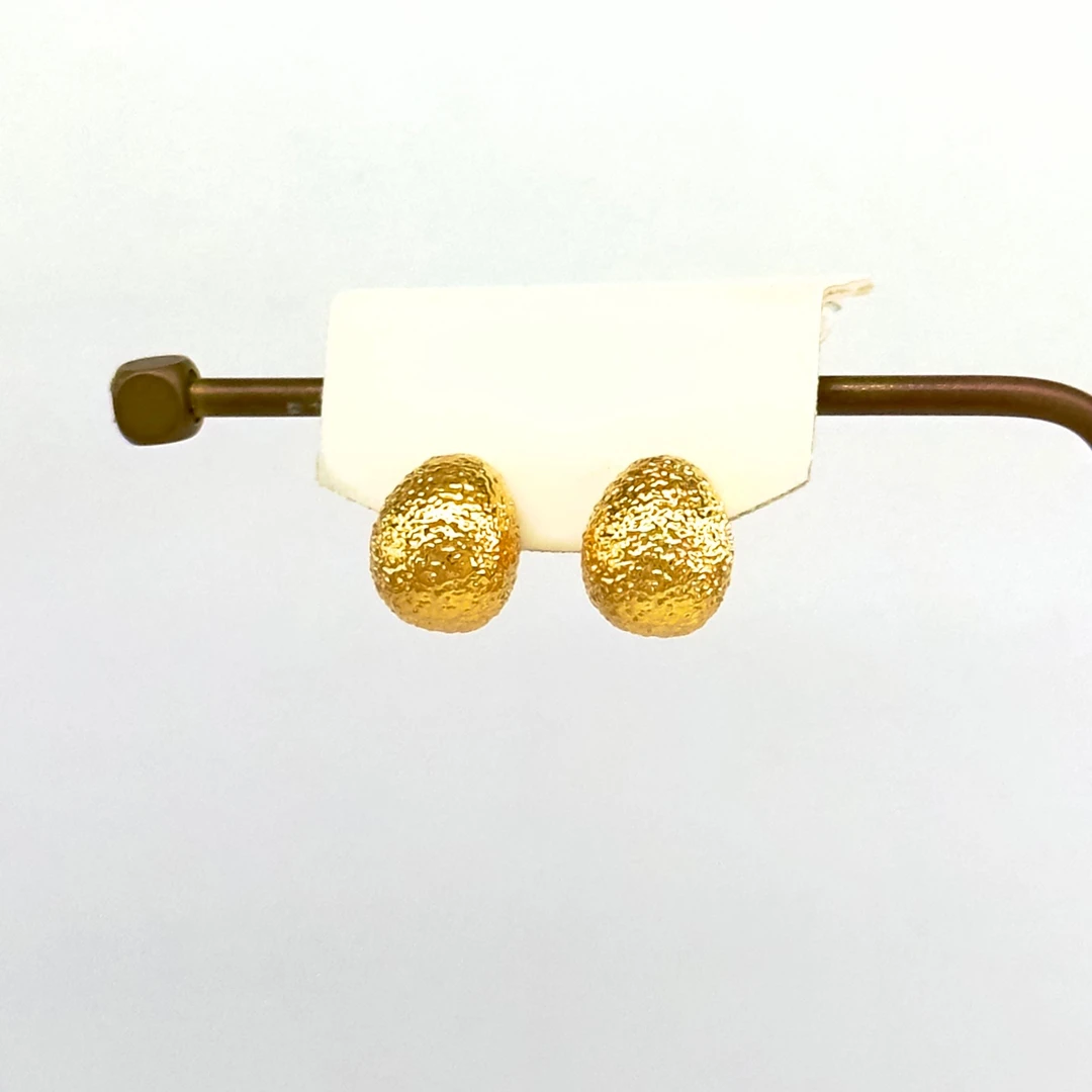 庚震黄金足金999小金豆纹理感简约高级感无氰5D耳钉2.48/2.47