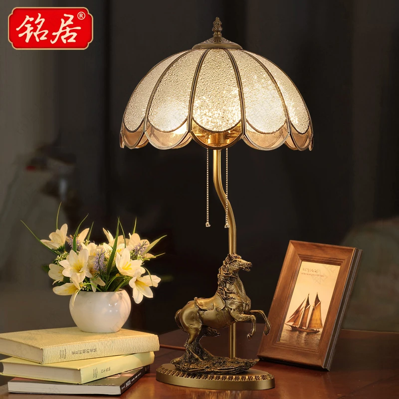 全铜法式脱蜡铜马到成功台灯老板办公室台灯招财摆件马灯乔迁礼物