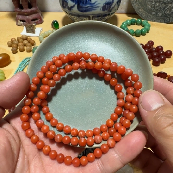 萍**逢瓷器摆件手工珠子