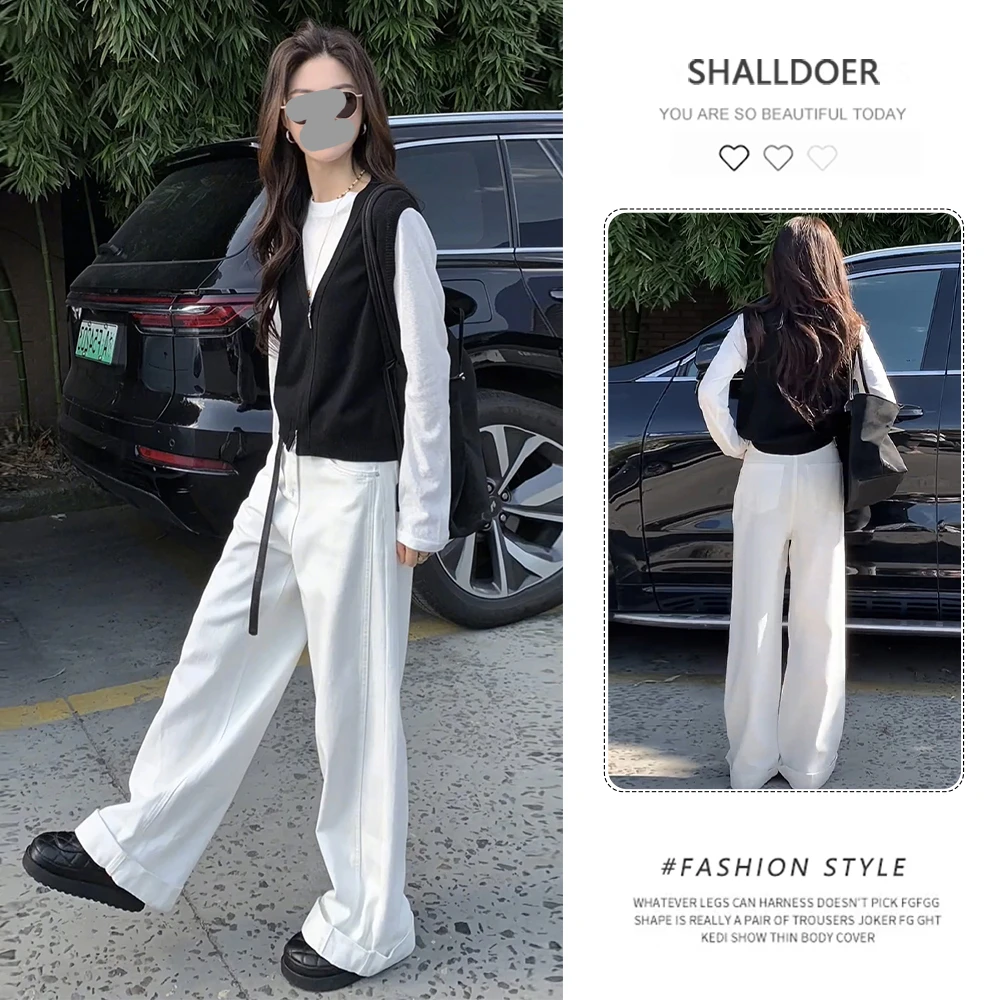 百搭老钱风女装套装2025春秋新款叠穿打底衫针织马甲阔腿裤三件套