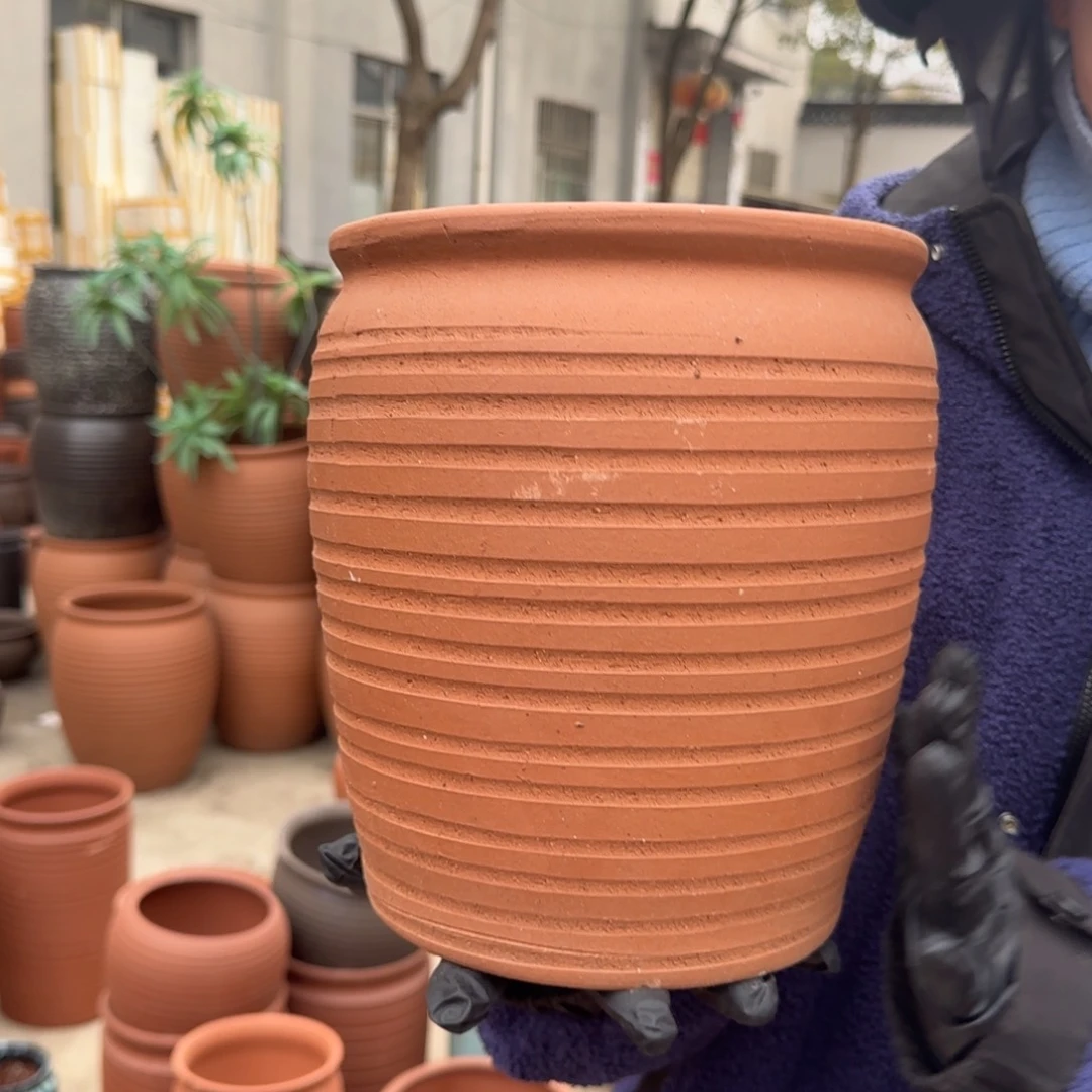 紫砂花盆口20高25宜兴土陶瑕疵
