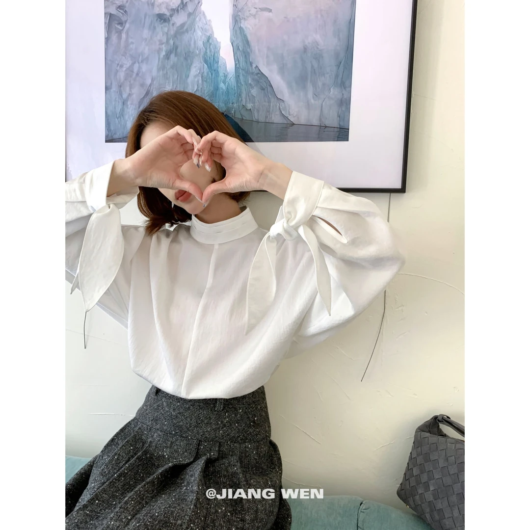 UKILAU【奥瑞白】高级感立领设小众计百搭气质款醋酸衬衫