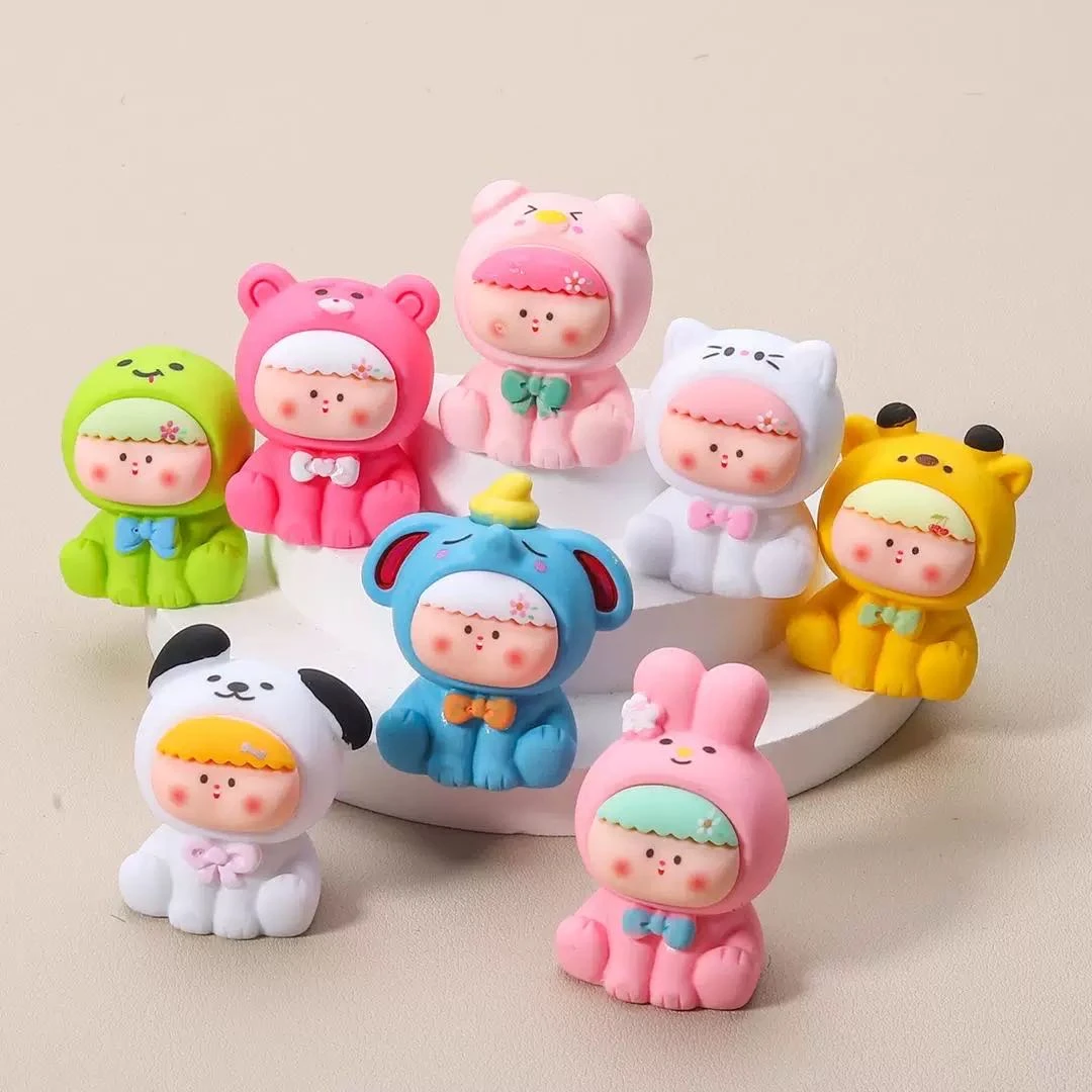 直播现拆-九宫格-对对碰-实色肤感莉莉丝动物园系列DIY树脂摆件