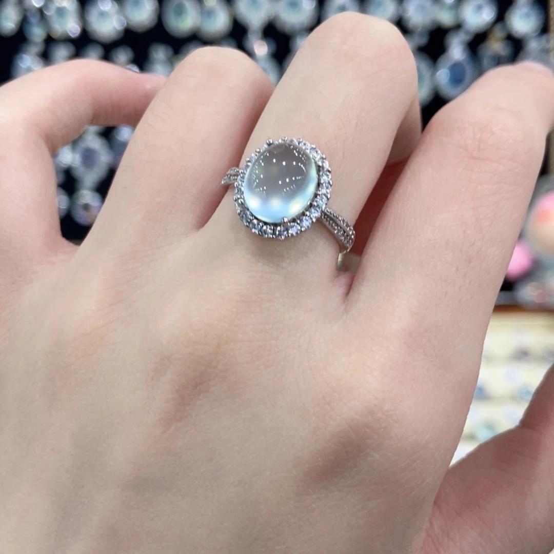 蛇纹石玉银S925镶嵌戒指