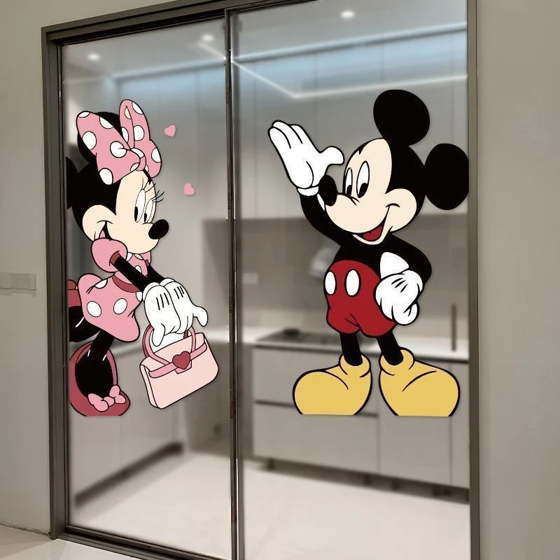 米奇米妮玻璃门贴画米奇个性卡通浴室贴可爱玻璃玄关装饰贴防撞贴