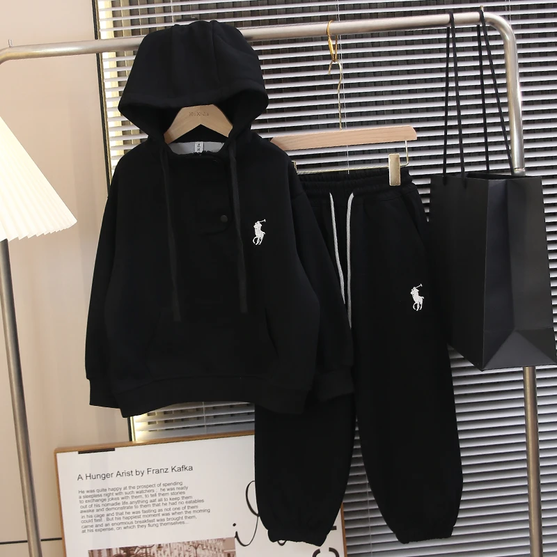 儿童春装套装2025新款男童春秋款连帽卫衣两件套休闲童装运动套装