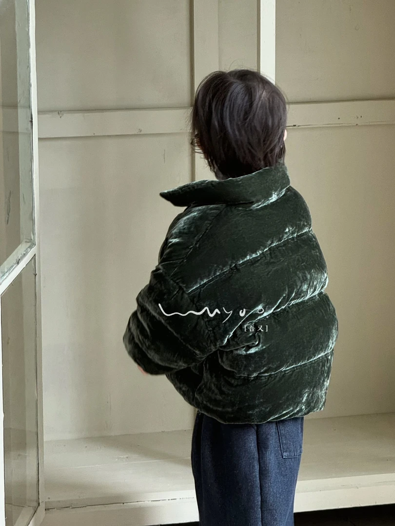 儿童复古日韩系丝绒羽绒服时尚休闲百搭情侣连帽韩版立领冬季
