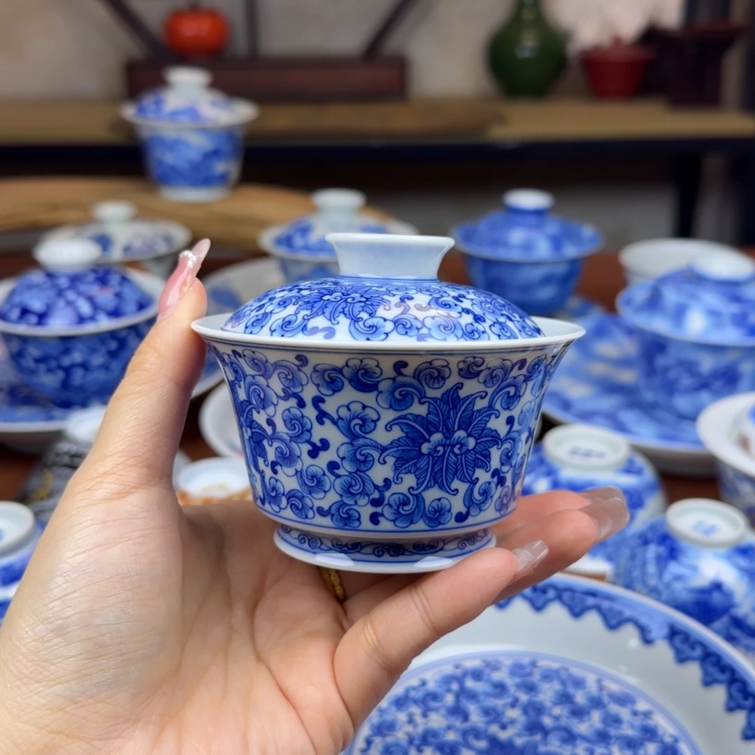 陶景德镇陶瓷手绘盖碗