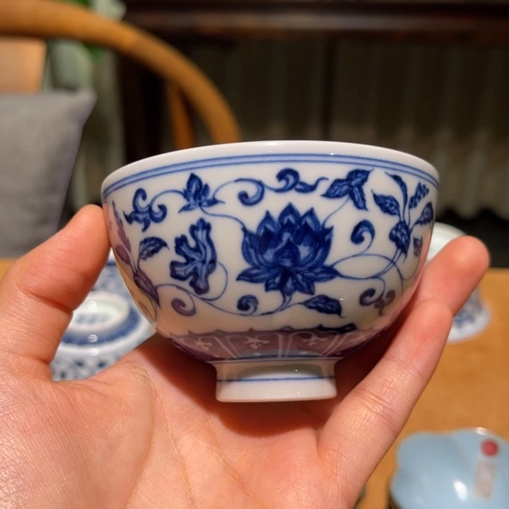 浣溪龙窑 缠枝莲鸡心杯