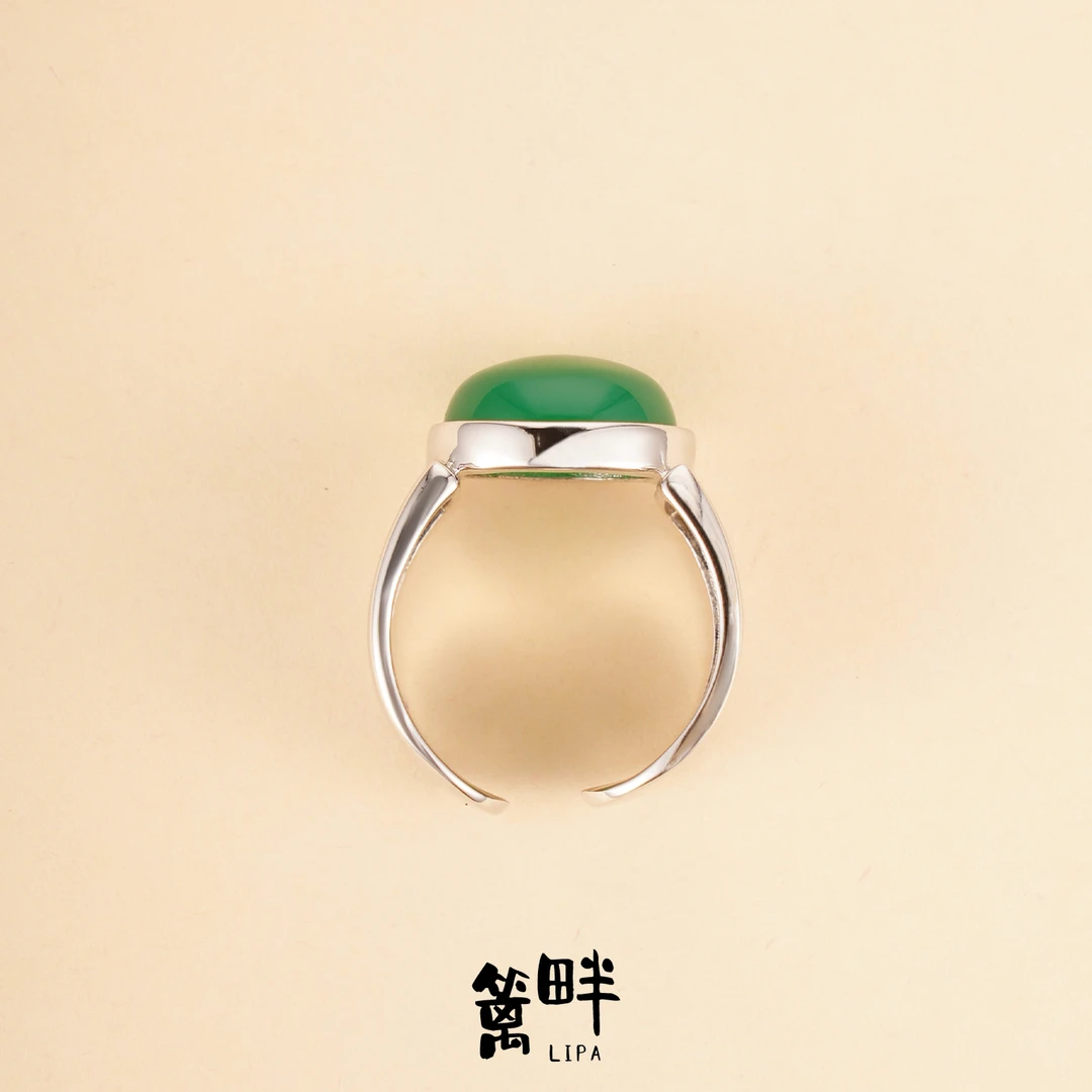 925银戒指 【绿光】S925纯银多材质开口可调节戒指