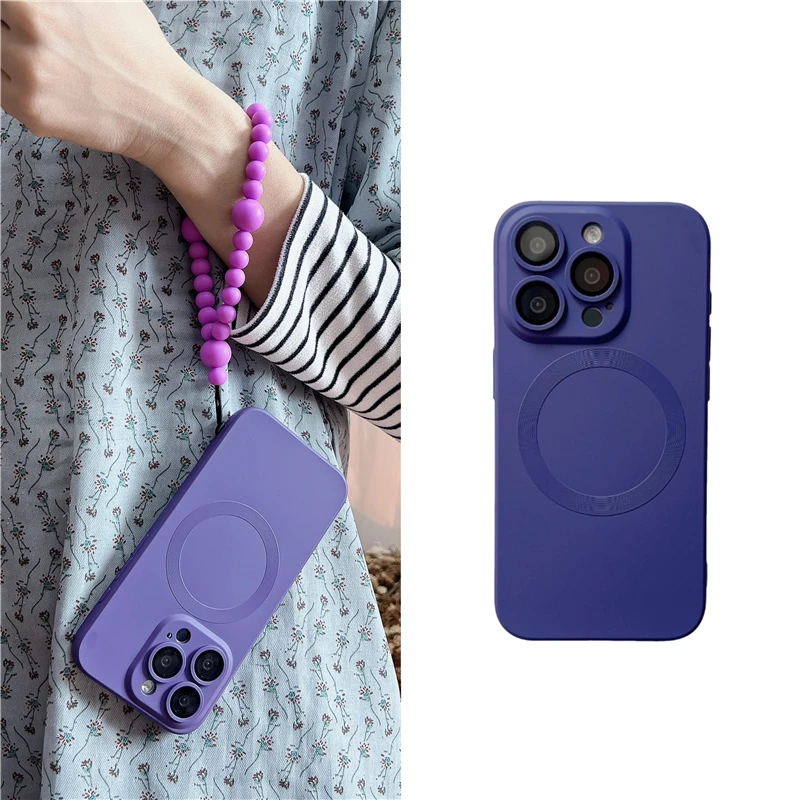 紫色磁吸带镜头膜iphone15创意16高级感适用苹果14手机壳13女款12