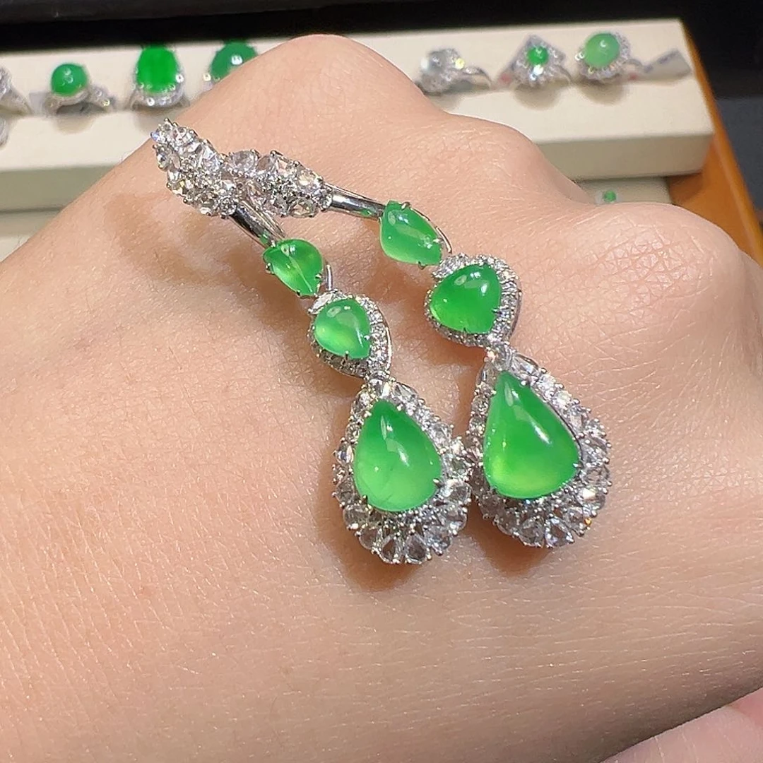 翡翠耳饰18K金镶嵌收货48小时鉴赏期