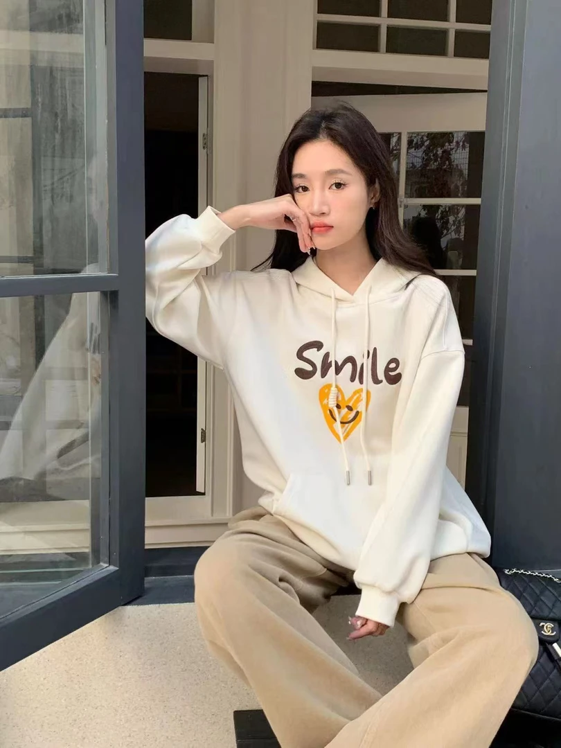 【韩衣舍】印花连帽常规字母卫衣带帽