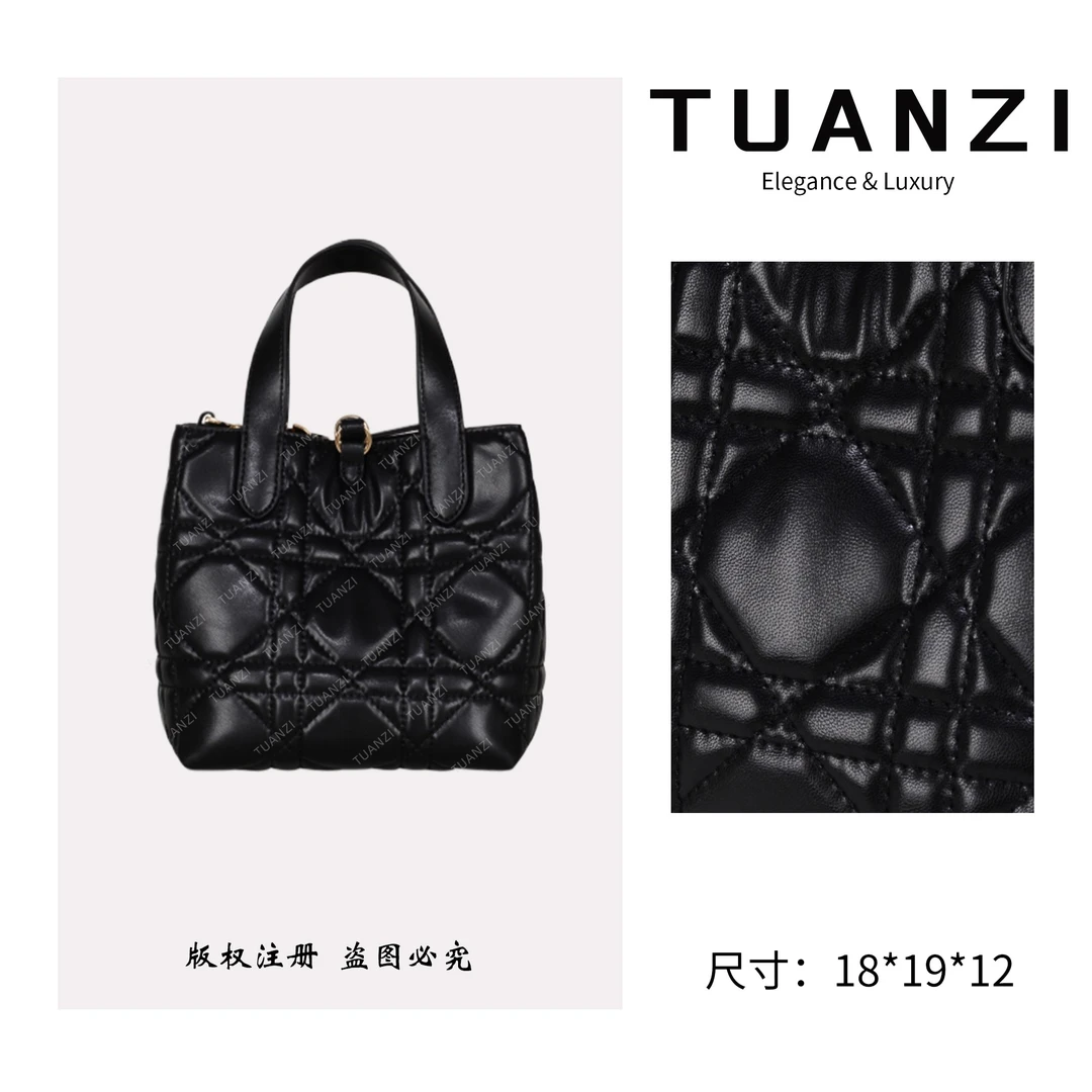 TUANZI『Toujours』C＆D秋冬新款18cm手提斜挎包 GQ-70221-黑色