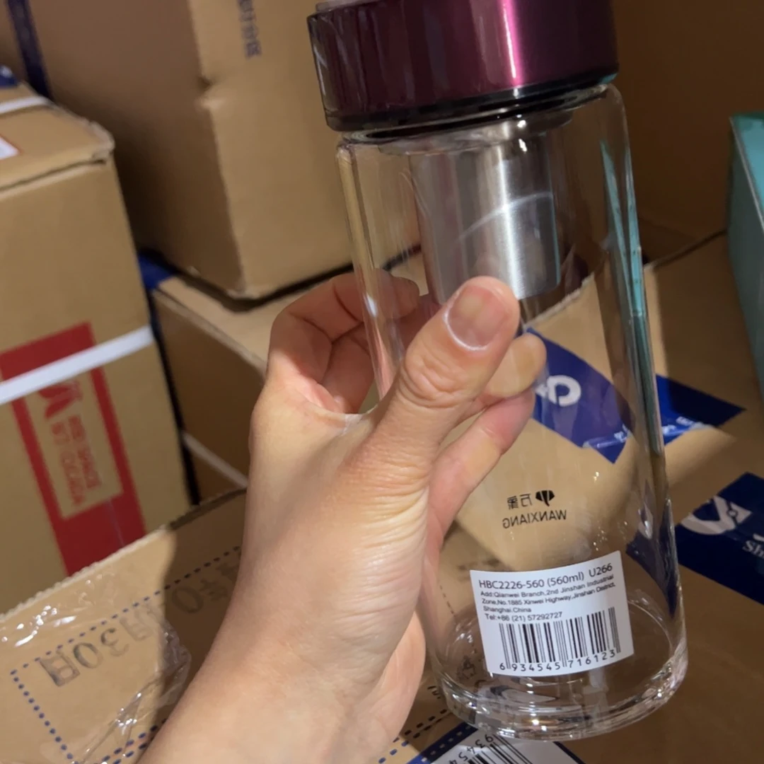 万象U266后红色单层烫手玻璃杯560➕杯套