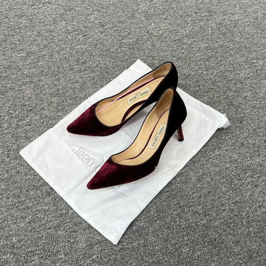99新 JIMMY CHOO/吉米周 Jimmy choo丝绒高跟鞋