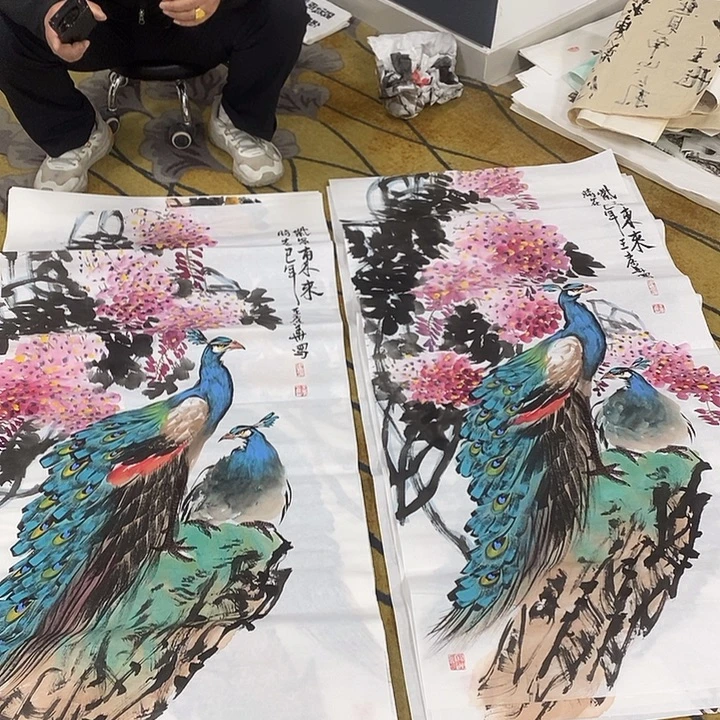 锦***程国画放漏作品手绘画芯5