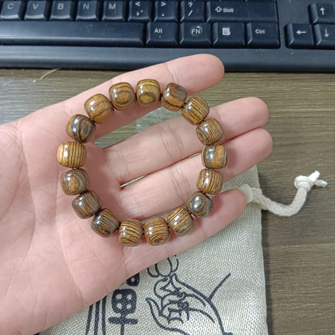 A105沉贵宝药沉木质手串单圈12mm老型珠情侣手链盘玩念珠文玩佛珠