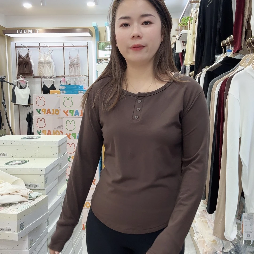 棉咖色磨毛打底衣