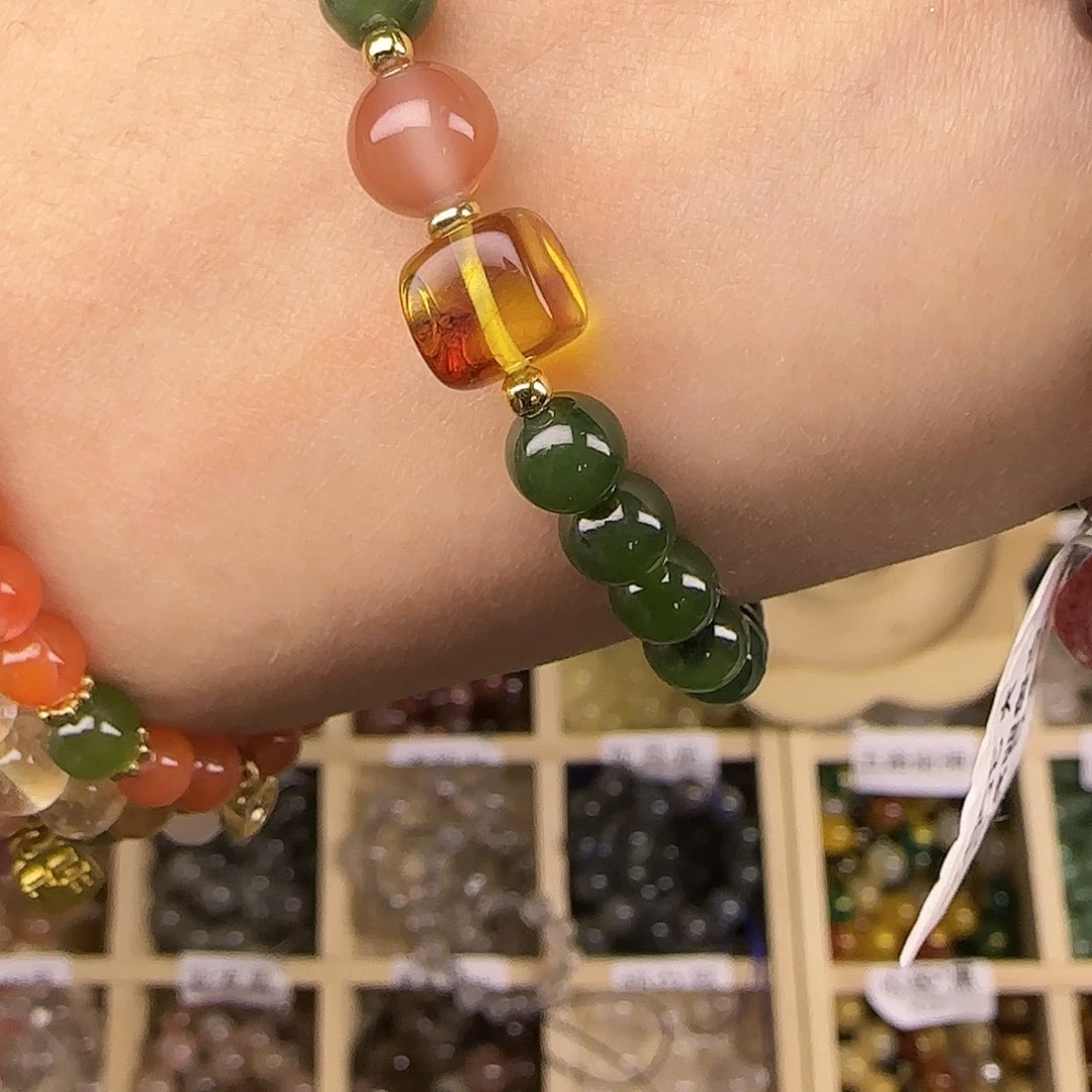 琥珀手链未镶嵌成品蜜蜡方糖