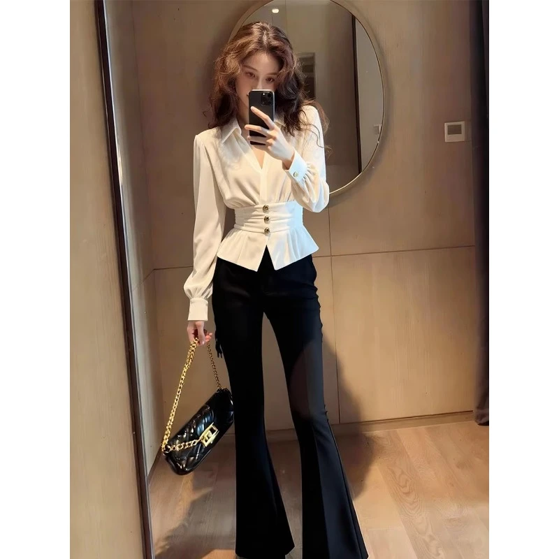冬季巨好看轻熟上衣独特别致小众不撞款轻奢高级感白色丝绒衬衫女