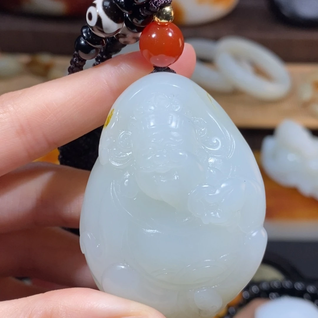 和田玉未镶嵌挂件狼**下