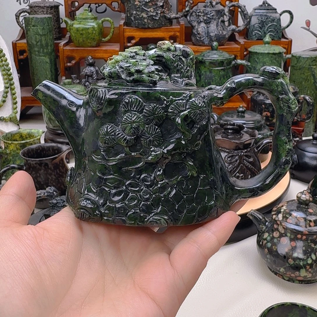 y****未镶嵌蛇纹石玉藏玉药王石茶壶