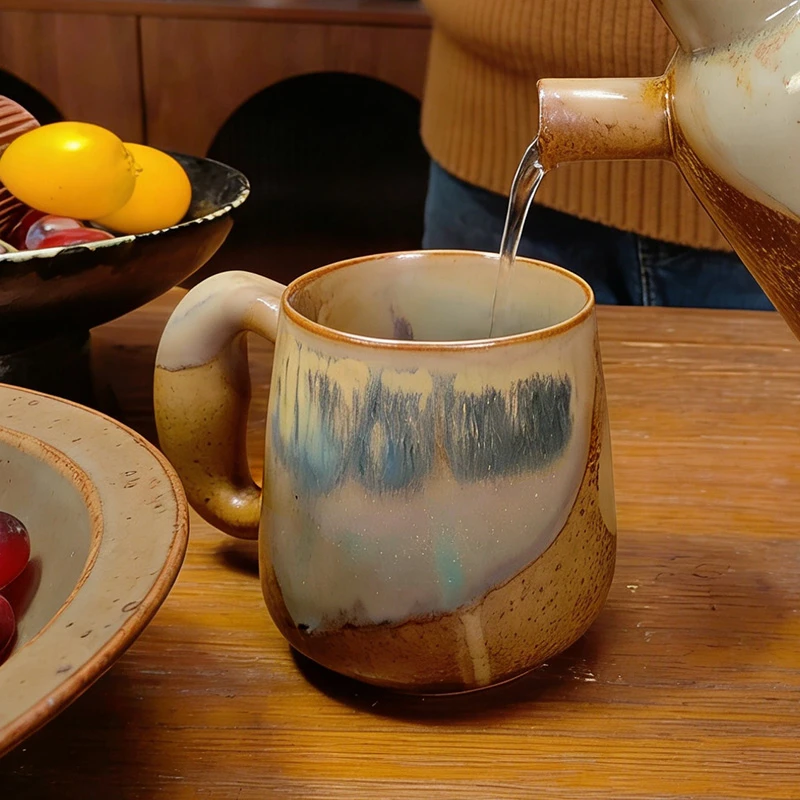 『“云野”圆肚杯|手工粗陶手绘感气质杯子-500mL』