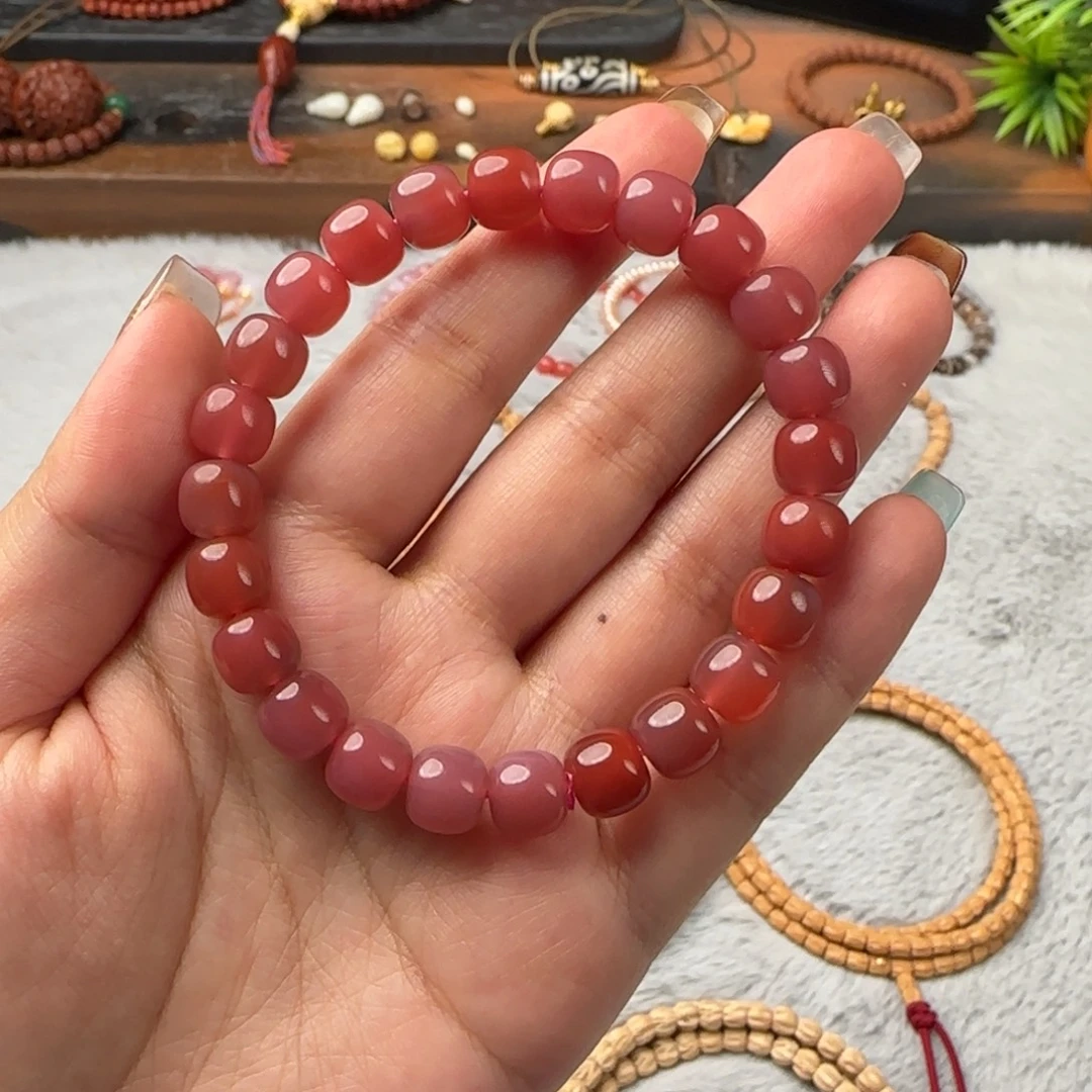 玛瑙/玉髓未镶嵌手串粉糯手串